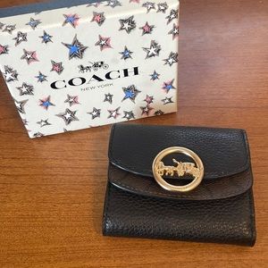 COACH Jade Small Double Flap Wallet with Signature Canvas Detail